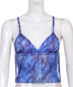 Own Saviour Tees + Tops Blue Backless Swirl Crop