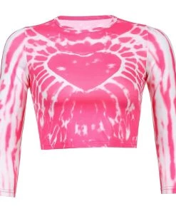 Own Saviour Pink Heart Tie Dye Crop