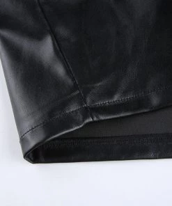 Own Saviour Tees + Tops Black/White Faux Leather Shirt Jacket