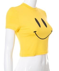 Own Saviour Yellow Smiley Crop Tee