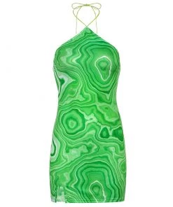Own Saviour Green Marble Swirl Mini Dress New In