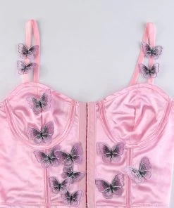 Own Saviour New In Satin Butterfly Corset Crop