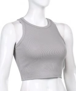 Own Saviour Tees + Tops Grey Rib Tank Crop