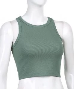 Own Saviour Tees + Tops Green Rib Tank Crop