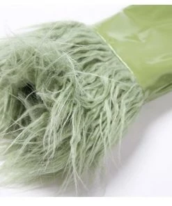 Own Saviour Faux Leather Feather Trim Jacket