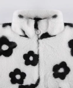 Own Saviour Flower Fuzzy Zip Up Sweatshirt New In