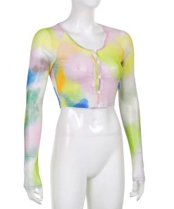 Own Saviour New In Multi Tie Dye Sheer Crop