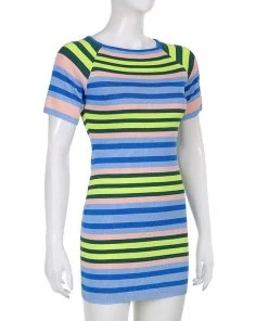 Own Saviour Striped Knitted Backless Dress