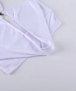 Own Saviour Tees + Tops White Y2K Cowl Crop