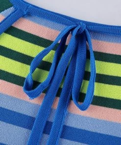 Own Saviour Striped Knitted Backless Dress