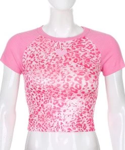 Own Saviour Tees + Tops Leopard Heart Raglan Crop