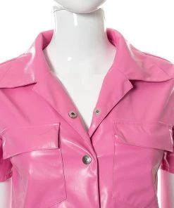 Own Saviour Pink/Green Faux Leather Shirt New In