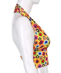 Own Saviour Rainbow Floral Halter Crop New In