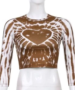 Own Saviour Tees + Tops Brown Heart Tie Dye Crop
