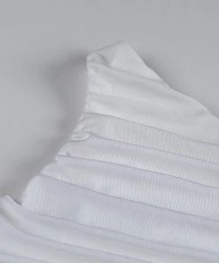 Own Saviour White One Shoulder Ruched Crop