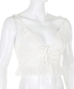 Own Saviour Tees + Tops White Frill Bow Crop