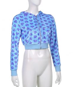 Own Saviour New In Blue Heart Velvet Hoodie