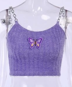 Own Saviour Purple Butterfly Knit Chain Crop