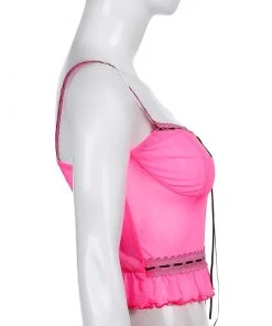 Own Saviour Tees + Tops Neon Pink Ruffle Cami