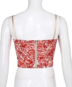 Own Saviour New In Purple/Red Floral Corset Crop