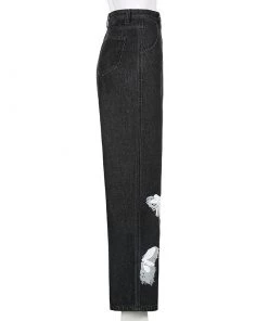 Own Saviour Pants Black White Butterfly Jeans