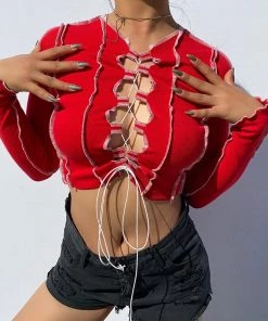 Own Saviour Contrast Tie Up Crop New In