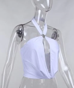 Own Saviour Tees + Tops White Y2K Cowl Crop