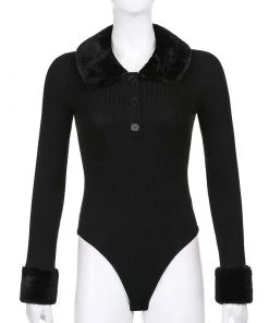 Own Saviour Faux Fur Trim Bodysuit