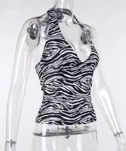 Own Saviour Zebra/Stripe Halter Crop