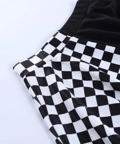 Own Saviour Red Checkerboard Splice Mini Skirt