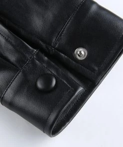 Own Saviour Tees + Tops Crop Faux Leather Shirt Jacket