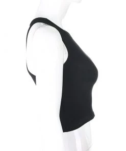 Own Saviour New In Black Rib Tank Crop