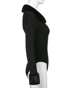 Own Saviour Faux Fur Trim Bodysuit