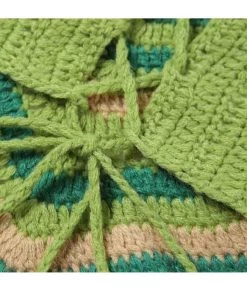 Own Saviour Green Heart Crochet Halter Crop Tees + Tops