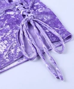 Own Saviour Purple Velvet Strapless Mini Dress