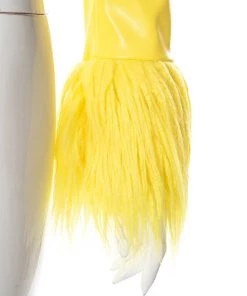 Own Saviour Yellow Faux Fur Leather Crop Jacket New In