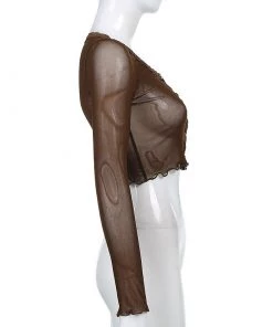 Own Saviour Brown Mesh Frill Crop New In