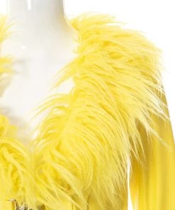 Own Saviour Yellow Faux Fur Leather Crop Jacket New In