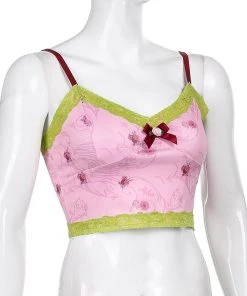 Own Saviour Rose Contrast Cami Crop Tees + Tops