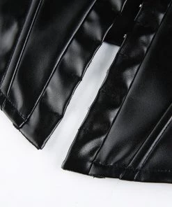 Own Saviour B/B/W Faux Leather Corset Cami