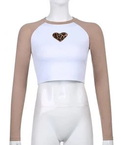 Own Saviour BWN Leopard Heart Raglan Crop Tees + Tops