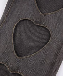 Own Saviour Grey Heart Cut Out Jeans