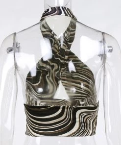 Own Saviour Brown Swirl Halter Crop