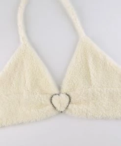 Own Saviour Cream Faux Fur Halter Crop New In
