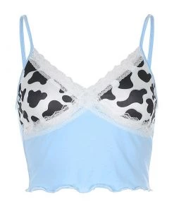 Own Saviour Cow Frill Cami Crop Tees + Tops