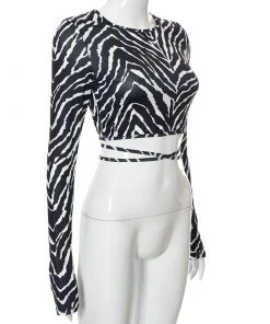 Own Saviour Zebra Backless Wrap Around Crop New In