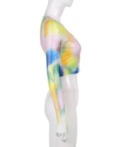 Own Saviour New In Multi Tie Dye Sheer Crop