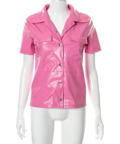 Own Saviour Pink/Green Faux Leather Shirt New In