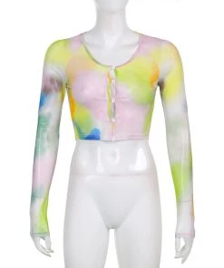 Own Saviour New In Multi Tie Dye Sheer Crop