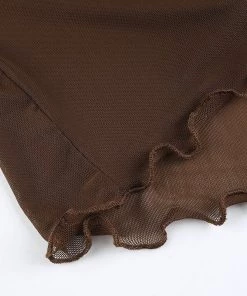 Own Saviour Brown Mesh Frill Crop New In